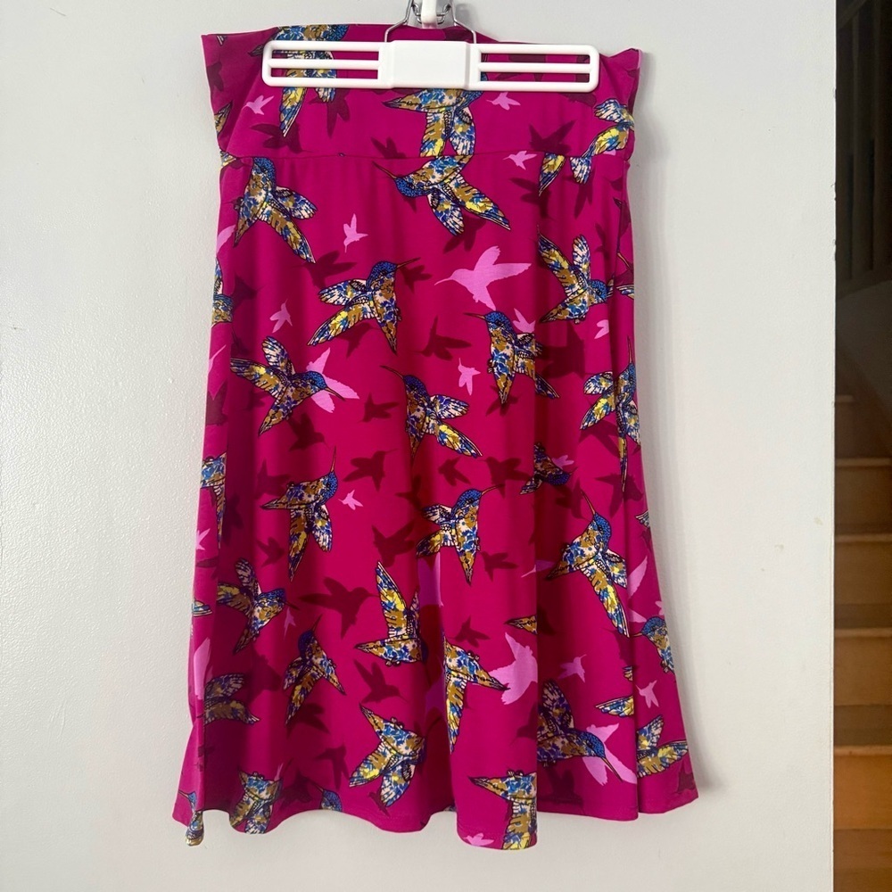 LuLaRoe Fuchsia Bird Print A-Line Skirt